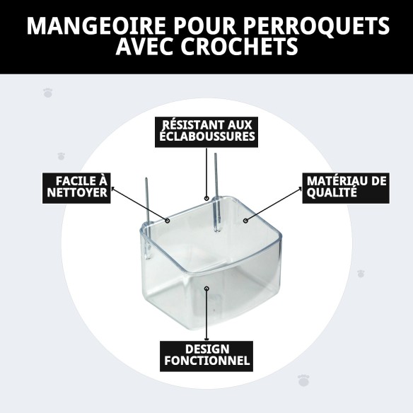 Mangeoire pour Perroquet avec Crochets - Accessoires pour Cages