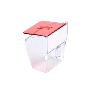 Mangeoire avec couvercle rouge pour cages - Idéal pour votre animal de compagnie.