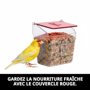 Mangeoire avec couvercle rouge pour cages - Idéal pour votre animal de compagnie. 2