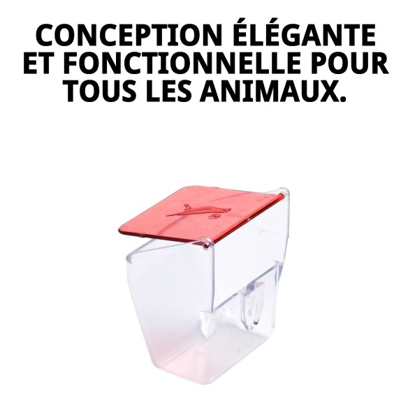 Mangeoire avec couvercle rouge pour cages - Idéal pour votre animal de compagnie.
