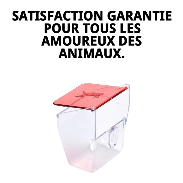 Mangeoire avec couvercle rouge pour cages - Idéal pour votre animal de compagnie.