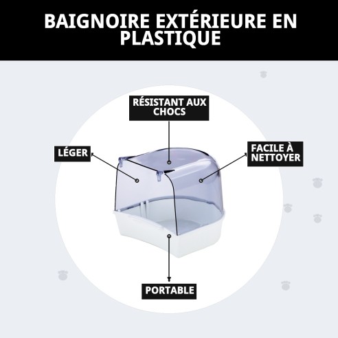 Baignoire extérieure en plastique pour animaux de compagnie - Confort et style