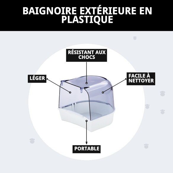 Baignoire extérieure en plastique pour animaux de compagnie - Confort et style