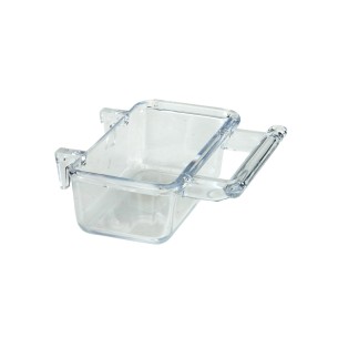 Biscuitière en verre intérieur pour accessoires de cages.