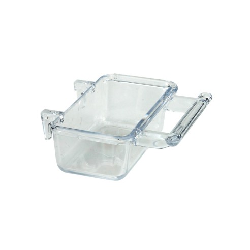 Biscuitière en verre intérieur pour accessoires de cages.