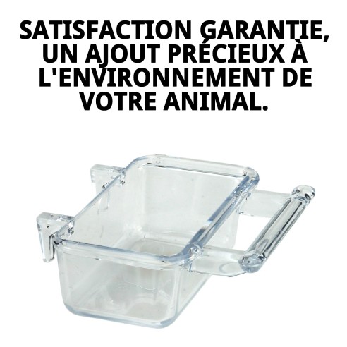 Biscuitière en verre intérieur pour accessoires de cages.