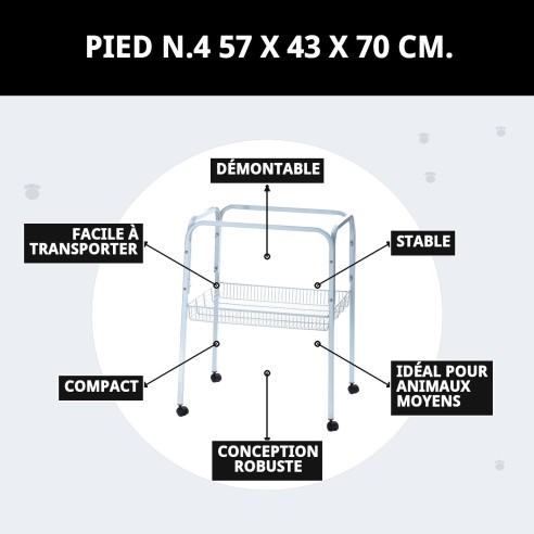Cage Démontable Malawi avec Pieds - 57x43x70 cm