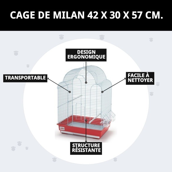 Cage Milan 42x30x57 cm : Confort et Style pour Animaux de Compagnie
