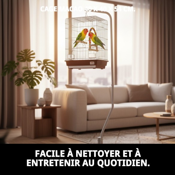 Cage Macao pour Oiseaux Exotiques - 40x40x54 cm