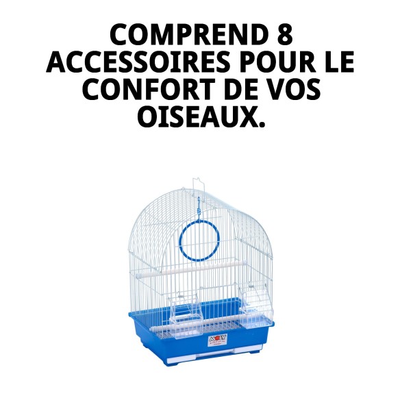 Cage pour oiseaux N.3 30x23x39 cm avec 8 accessoires inclus.