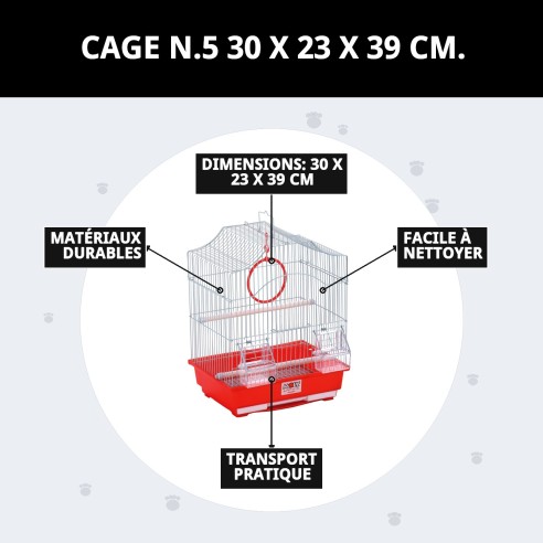 Cage N.5 Démontable 30x23x39 cm pour Animaux de Compagnie