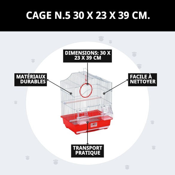 Cage N.5 Démontable 30x23x39 cm pour Animaux de Compagnie