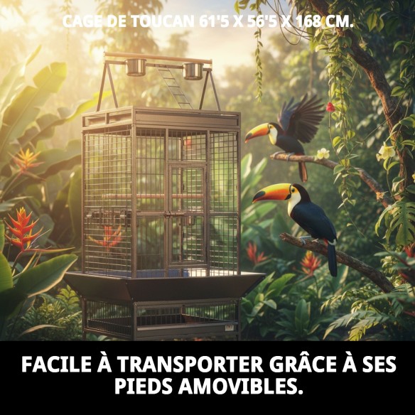 Cage Tucan Démontable pour Animaux de Compagnie - 61,5 x 56,5 cm