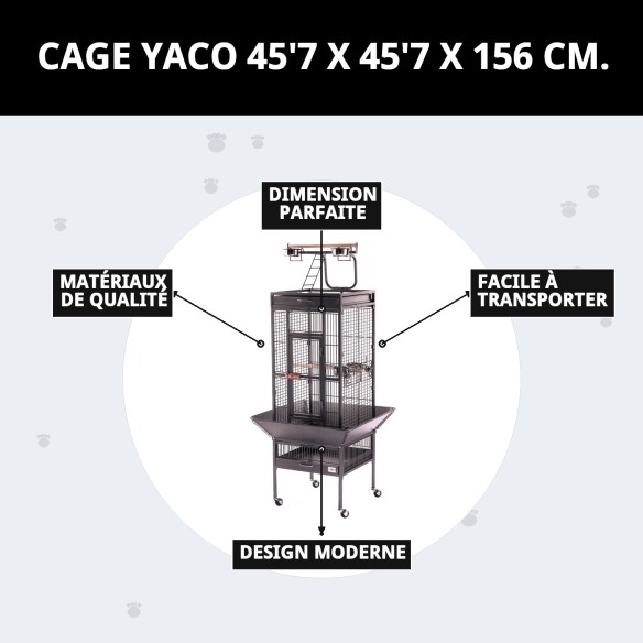 Cage Yaco 45,7 x 45,7 x 156 cm - Confort et Style