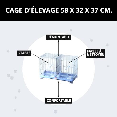 Cage de reproduction démontable 58x32x37 cm pour animaux de compagnie.