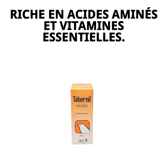 Tabernil Muda 20 ml : Complément idéal pour les oiseaux en mue.