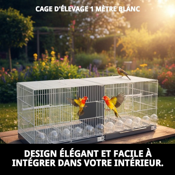Cage de reproduction 1 mètre blanche - Confort et style pour animaux de compagnie