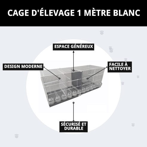 Cage de reproduction 1 mètre blanche - Confort et style pour animaux de compagnie
