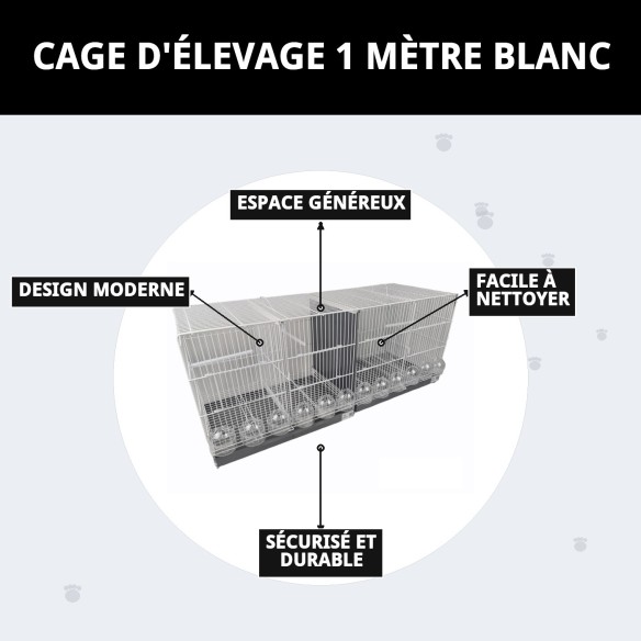 Cage de reproduction 1 mètre blanche - Confort et style pour animaux de compagnie