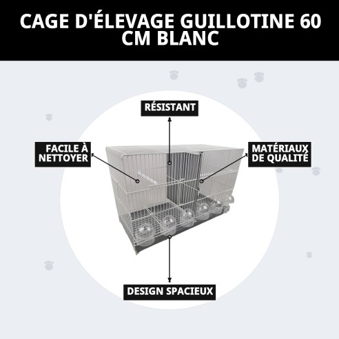 Cage de reproduction Guillot 60 cm Blanche pour vos animaux de compagnie.