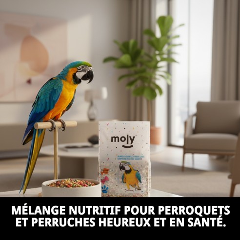 Mélange Nutritif pour Perroquets et Perruches Moly 600g