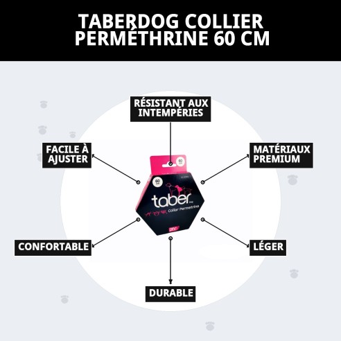 Collier Taber Perméthrine 60 cm : Protection Anti-Puces Efficace