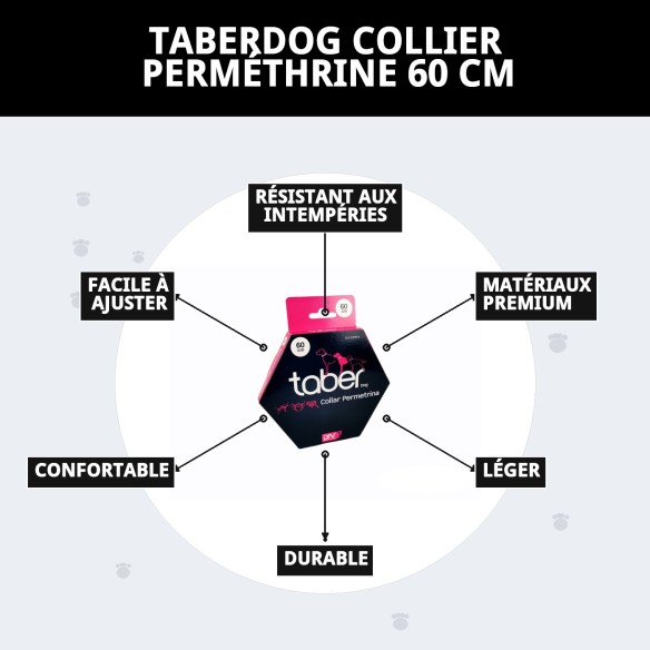 Collier Taber Perméthrine 60 cm : Protection Anti-Puces Efficace