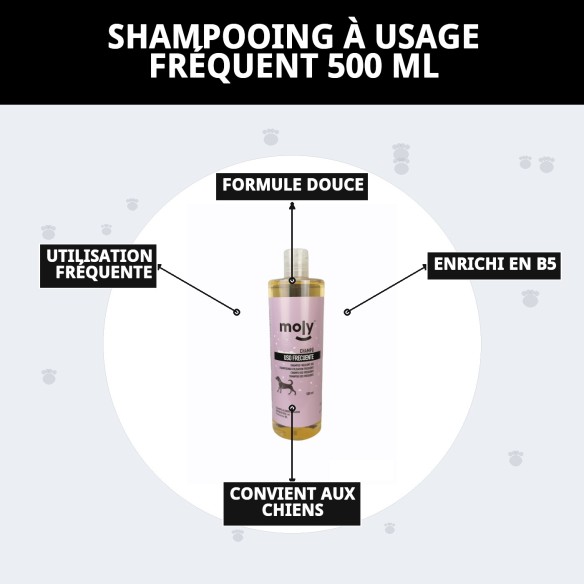 Shampoo Usage Fréquent 500 ml pour Chiens - Doux et Efficace