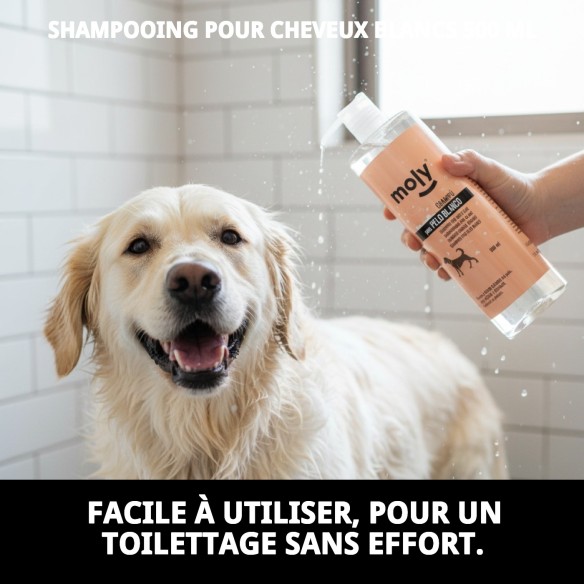 Shampoing pour Poils Blancs 500 ml - Brillance et Volume pour Animaux de Compagnie