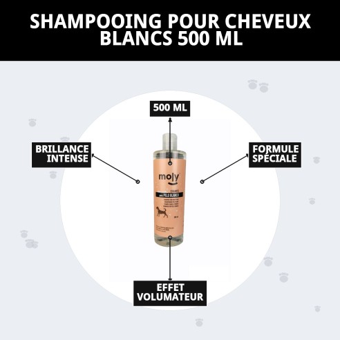 Shampoing pour Poils Blancs 500 ml - Brillance et Volume pour Animaux de Compagnie