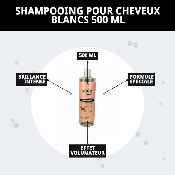 Shampoing pour Poils Blancs 500 ml - Brillance et Volume pour Animaux de Compagnie