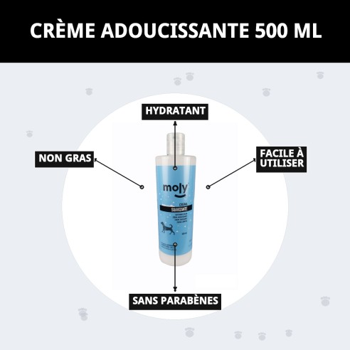 Crème adoucissante 500 ml pour le soin de votre animal de compagnie.