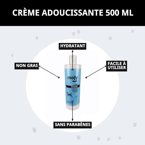 Crème adoucissante 500 ml pour le soin de votre animal de compagnie.