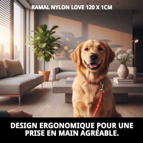 Ramal en Nylon Love 120x1cm pour Animaux - Haute Qualité et Style