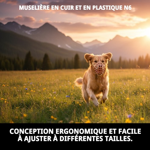 Muzzle Panier Cuir et Plastique N6 : Confort et Style pour votre Animal de Compagnie