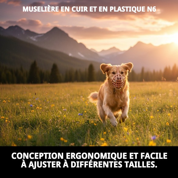 Muzzle Panier Cuir et Plastique N6 : Confort et Style pour votre Animal de Compagnie