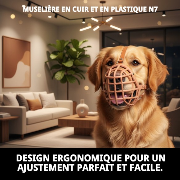 Muzzle Cesta en Cuir et Plastique N7 pour Animaux de Compagnie en Sécurité