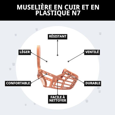 Muzzle Cesta en Cuir et Plastique N7 pour Animaux de Compagnie en Sécurité