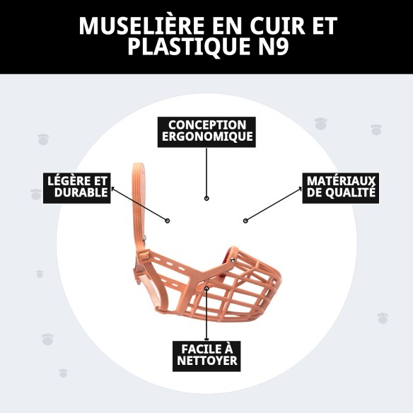 Muzzle Cesta en Cuir et Plastique N9 pour Chiens - Confort et Style
