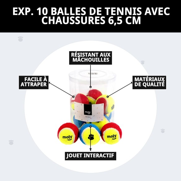 Balles de tennis avec empreintes pour animaux - Pack de 10