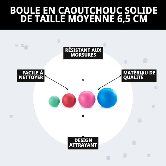 Balle en Caoutchouc Plein Moyenne 6,5 cm pour Animaux de Compagnie