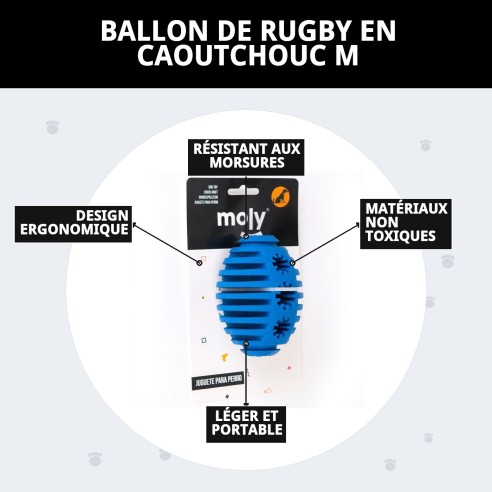 Balle de Rugby en Caoutchouc M - Anneau de Dentition Amusant et Durable
