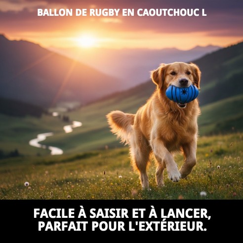 Balle de Rugby en Caoutchouc L - Jouet à Mordre Amusant pour Animaux de Compagnie