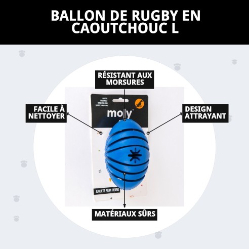 Balle de Rugby en Caoutchouc L - Jouet à Mordre Amusant pour Animaux de Compagnie
