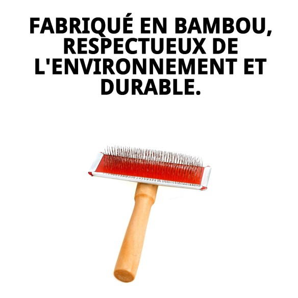 Brosse en bambou moyenne pour toilettage de animaux de compagnie.