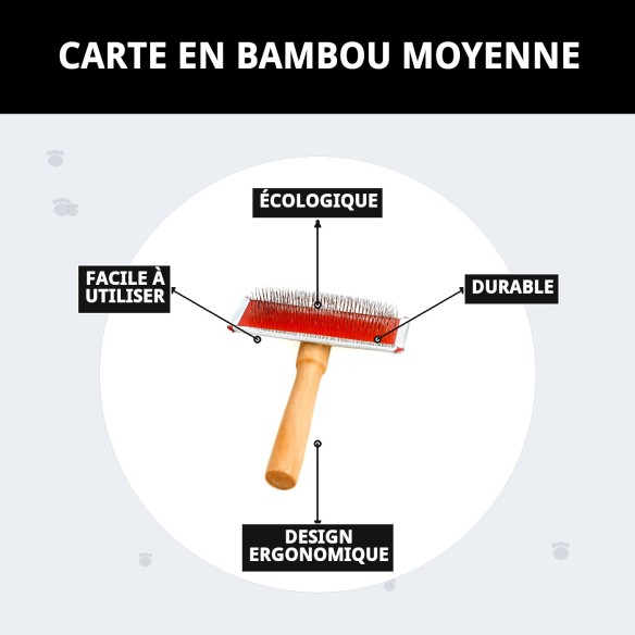 Brosse en bambou moyenne pour toilettage de animaux de compagnie.
