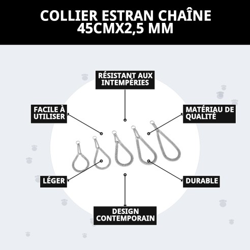 Collier Estran Chaîne 45 cm x 2,5 mm pour Animaux de Compagnie