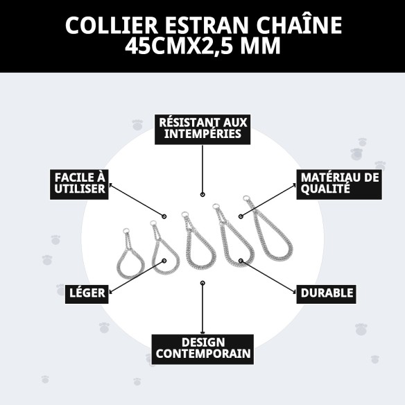 Collier Estran Chaîne 45 cm x 2,5 mm pour Animaux de Compagnie