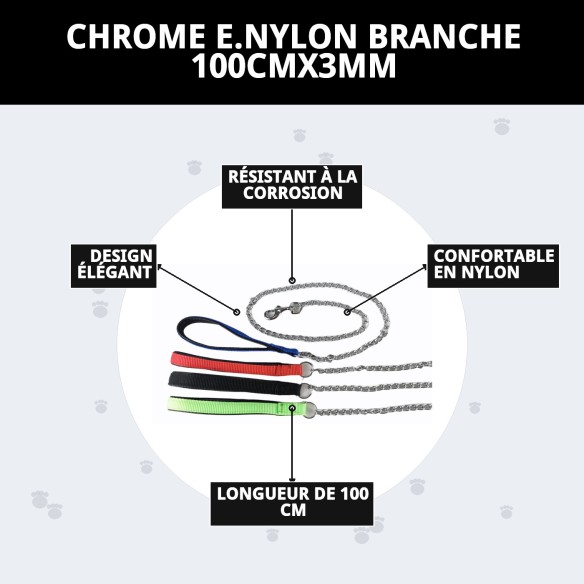 Ramal en Cuir E.Nylon 100cm x 3mm pour Animaux de Compagnie