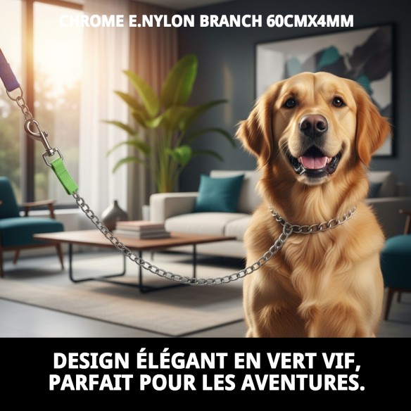 Ramal Cromo E.Nylon Vert 60cm x 4mm pour votre Animal de Compagnie